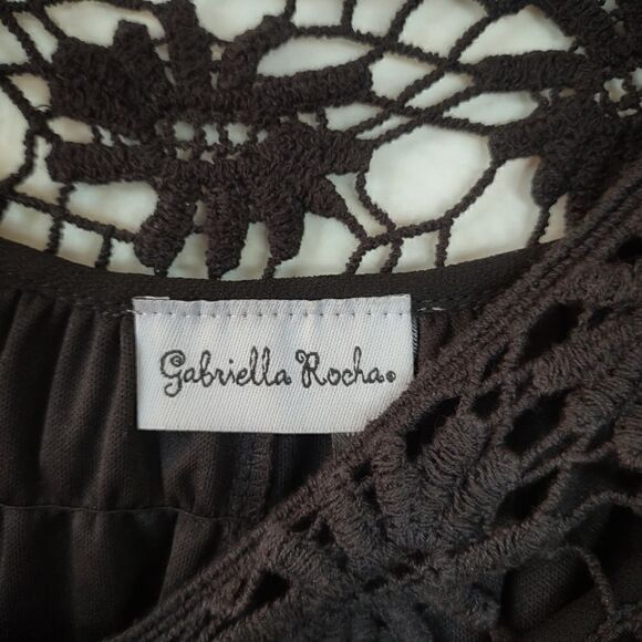 Gabriella Rocha Black Chiffon Dress Knee Length 3/4 Juliet Sleeves XS - Picture 7 of 7